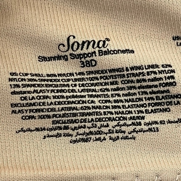 SOMA Bra Stunning Support Balconette Seamless Cups Underwires Like New Beige 38D - Picture 11 of 11